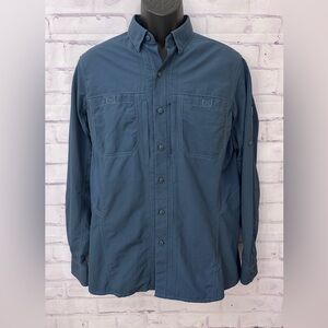 Kuhl Invoke Long Sleeve Men’s Med Shirt Roll Tab UPF Microfiber Nylon Blue Top